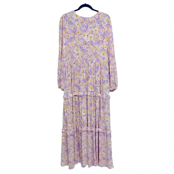 Eloquii Pastel Floral Tiered Long Sleeve Maxi Dress NWT - Picture 6 of 10